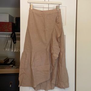 NWOT Madewell linen blend ruffle midi skirt